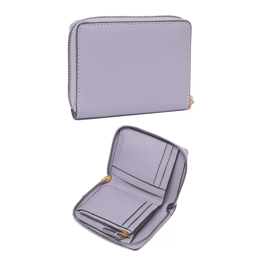 【TORY BURCH】雙T-LOGO素面拉鍊短夾-薰衣草紫-細節圖4