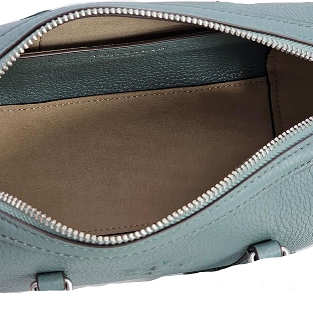 【TORY BURCH】荔枝皮革拼接麂皮流蘇兩用波士頓包-莫蘭迪綠(背帶兩款可替換)-細節圖3