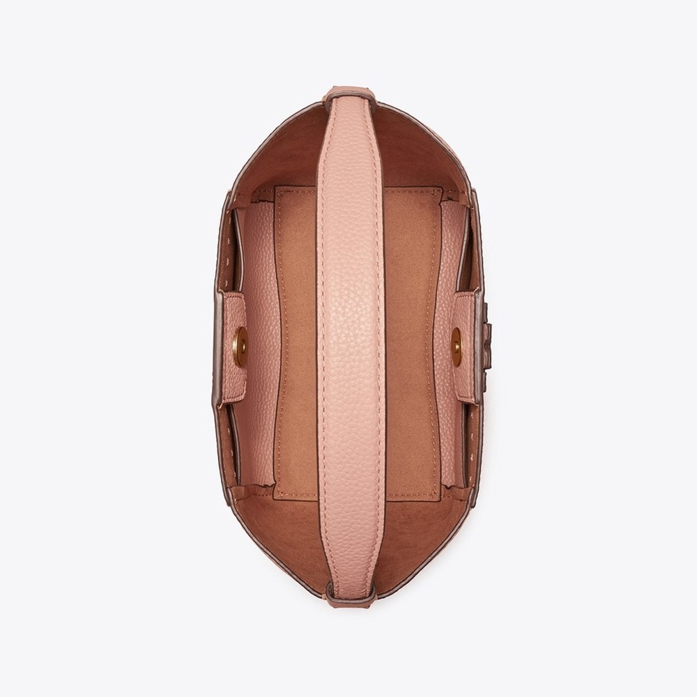 【TORY BURCH】素色牛皮手提包/斜背包-粉-細節圖2