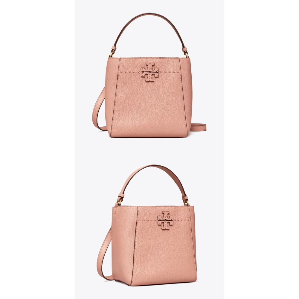 【TORY BURCH】素色牛皮手提包/斜背包-粉-細節圖3