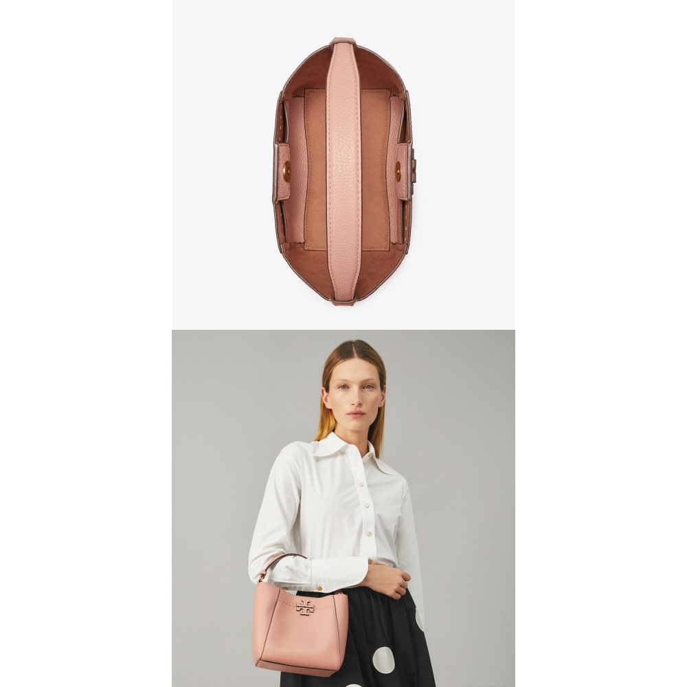 【TORY BURCH】素色牛皮手提包/斜背包-粉-細節圖4