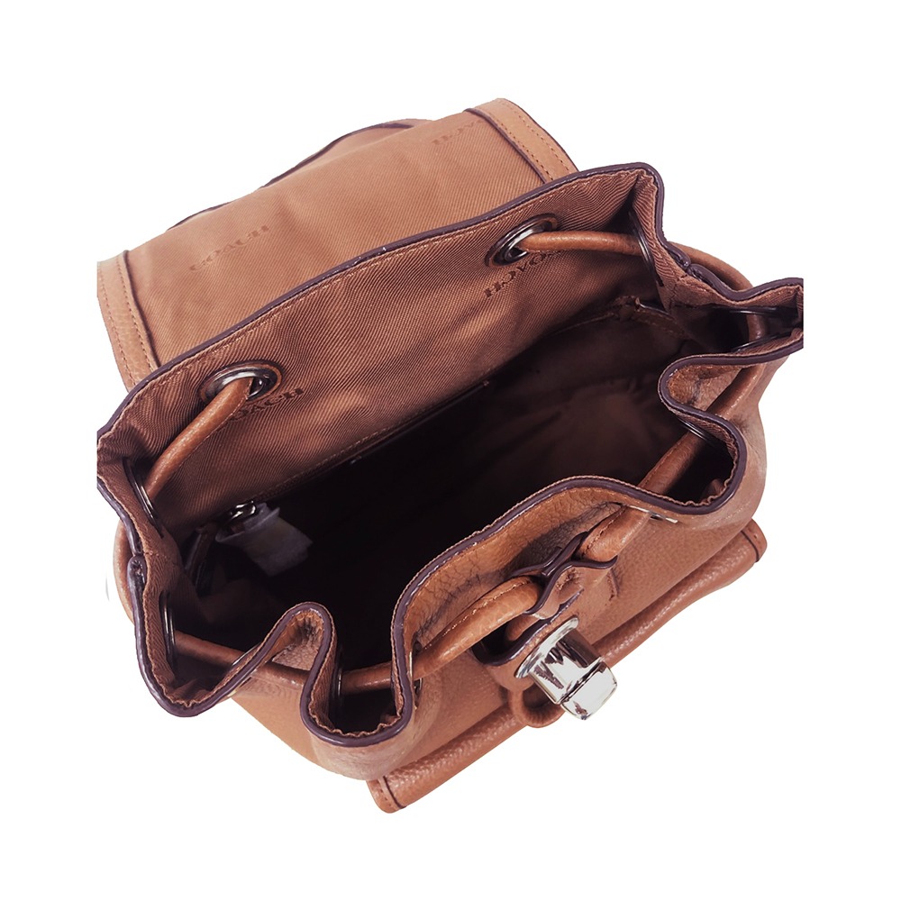 【COACH】鵝卵石紋皮革前口袋後背包-駝色-細節圖3