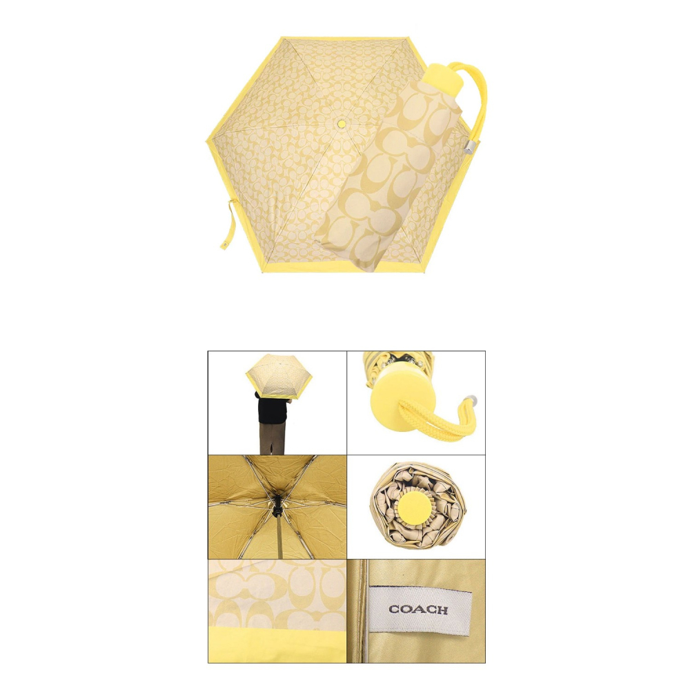 【COACH】滿版LOGO抗UV折疊傘-卡其色-細節圖2