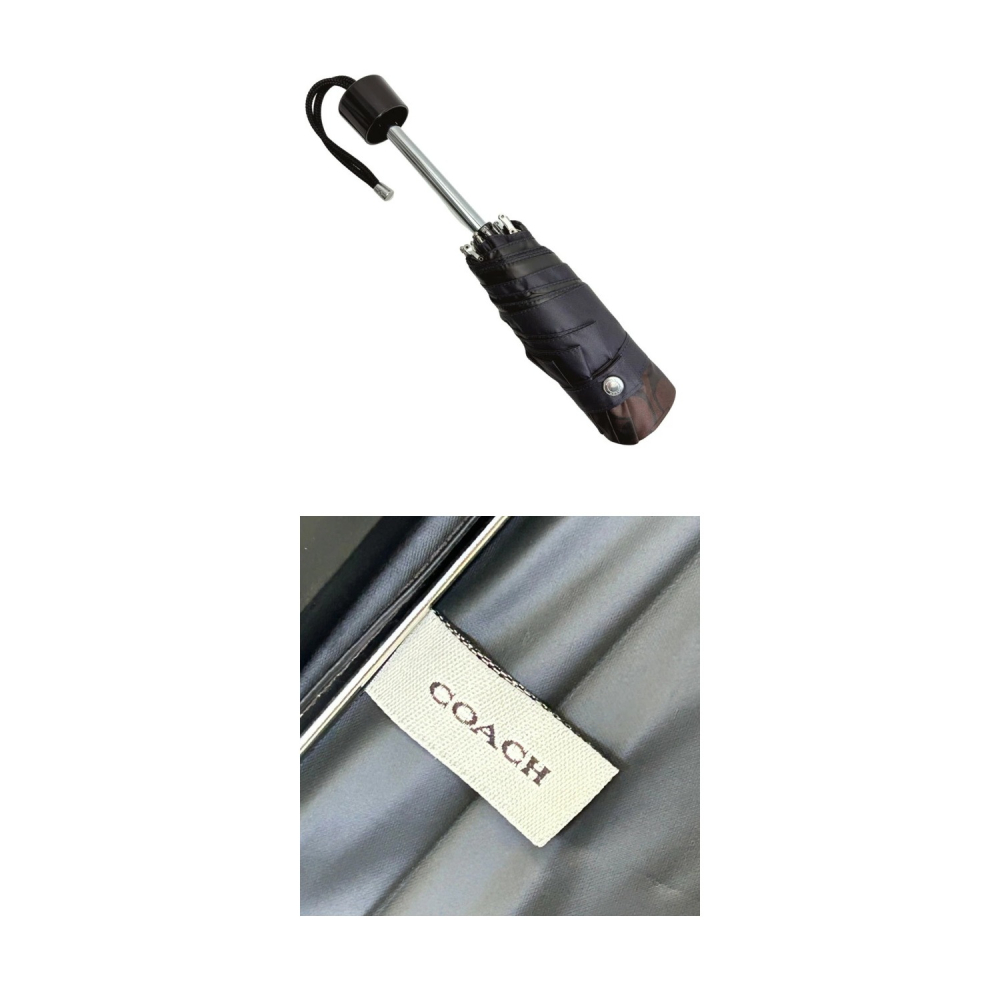 【COACH】滿版LOGO抗UV折疊傘-黑灰色-細節圖3