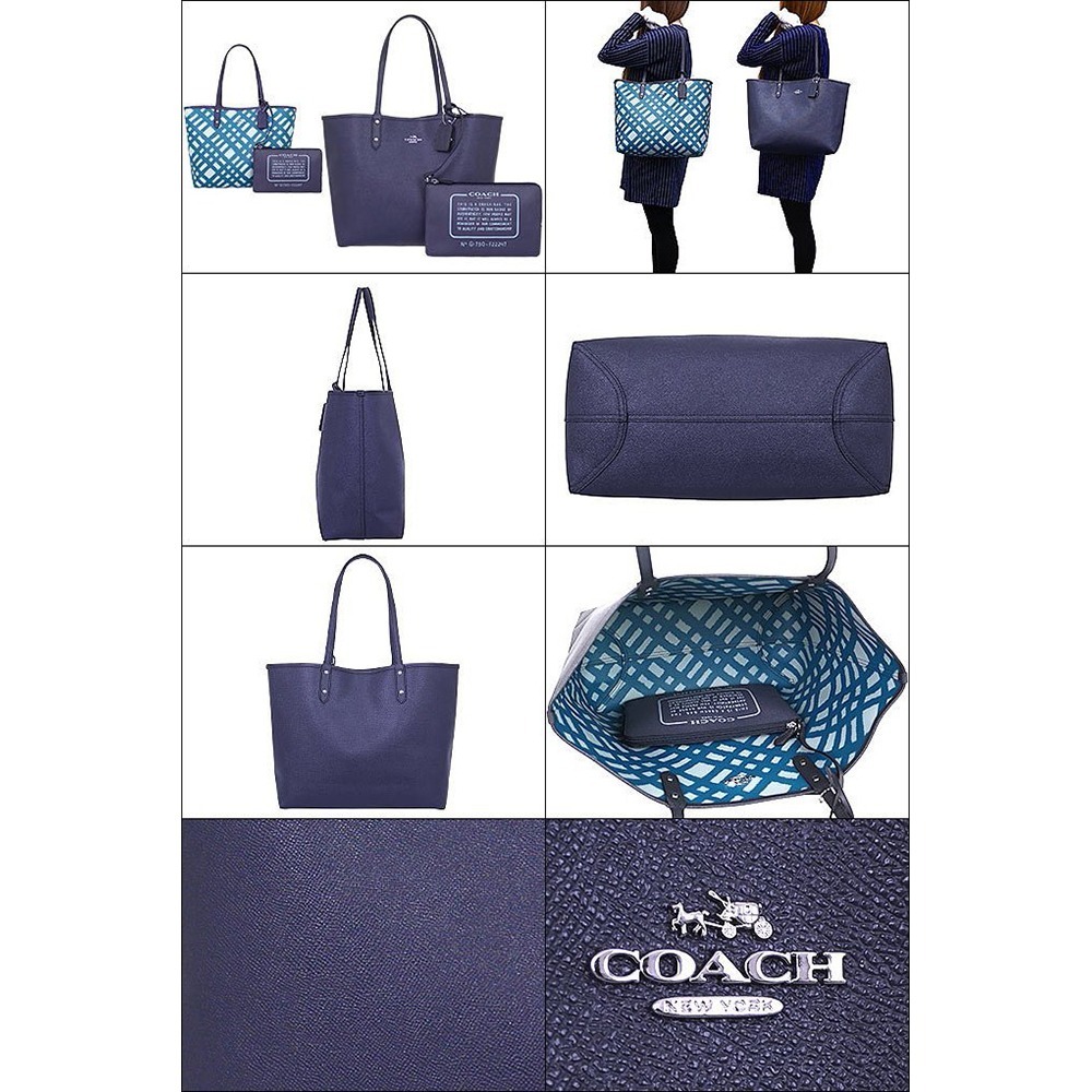 【COACH】雙面可用托特母子包-深藍色-細節圖3