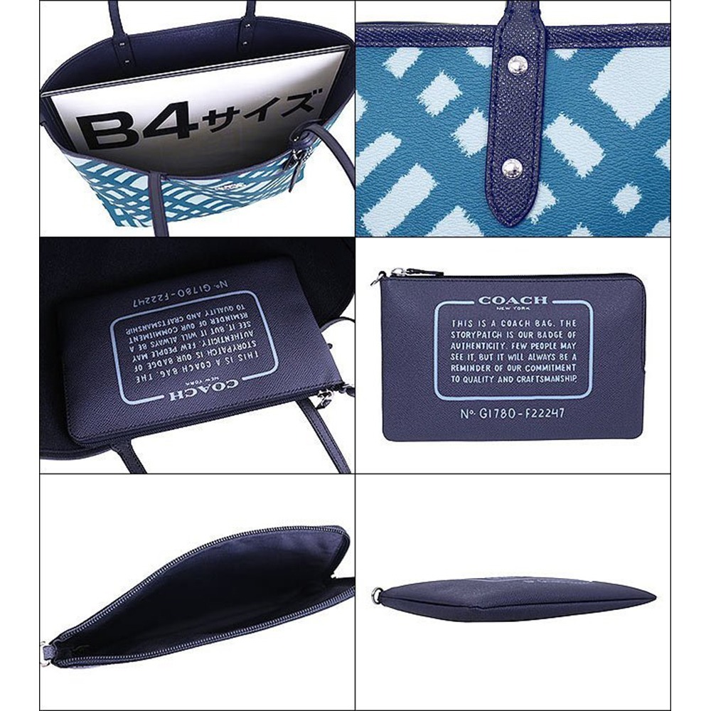 【COACH】雙面可用托特母子包-深藍色-細節圖4