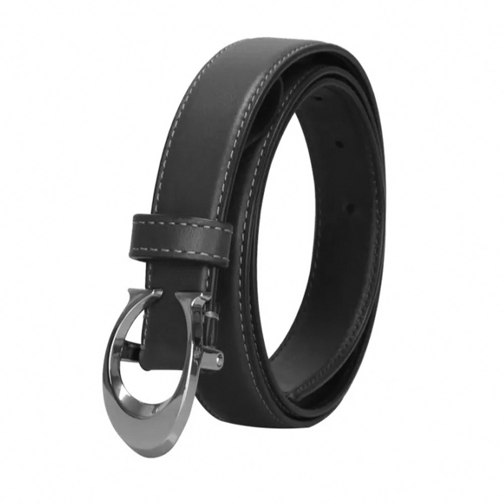 【COACH】LOGO皮革窄版皮帶-黑色-細節圖4