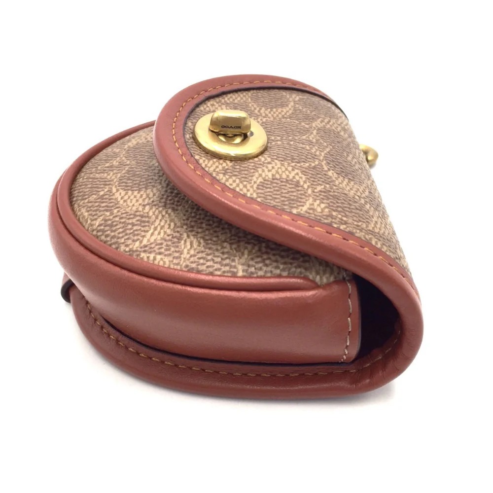 【COACH】滿版LOGO吊飾零錢包-駝-細節圖2