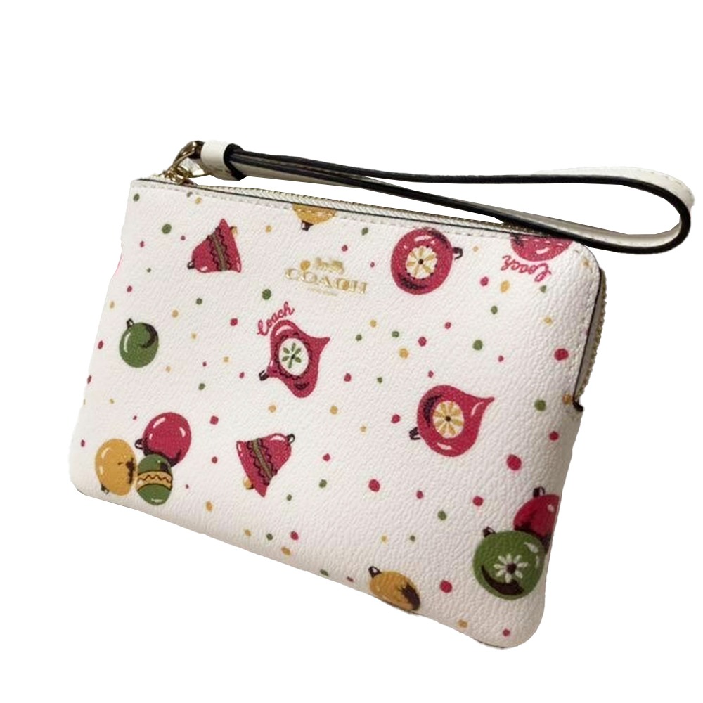 【COACH】防刮皮革L型拉鍊手拿包 -聖誕裝飾-細節圖2