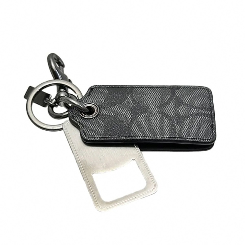 【COACH】滿版LOGO開罐器鑰匙圈-黑灰-細節圖3