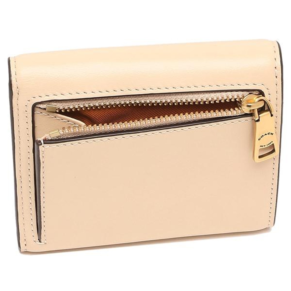 【COACH】皮革三折短夾-米白-細節圖2