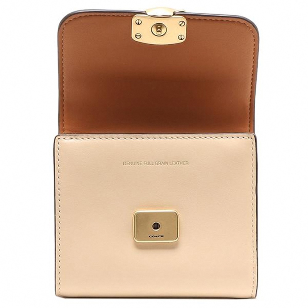 【COACH】皮革三折短夾-米白-細節圖4