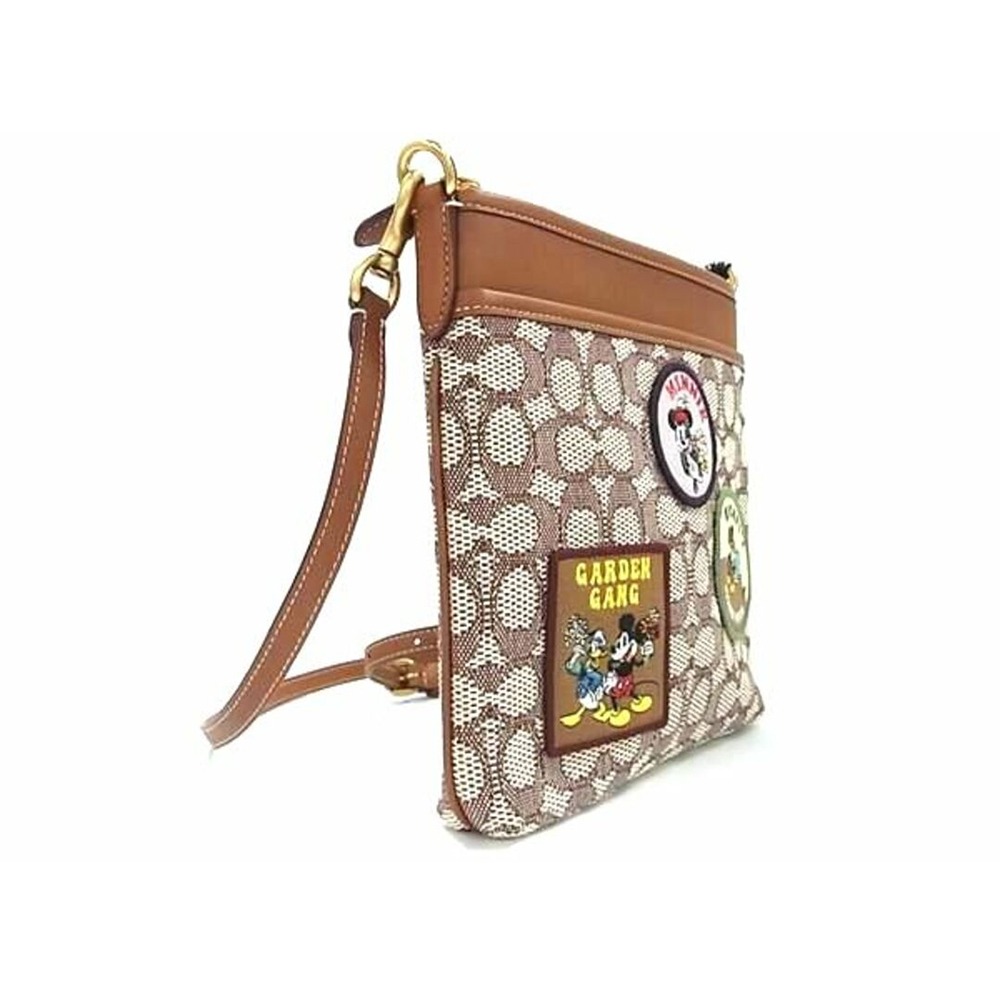 【COACH】滿版LOGO迪士尼聯名斜背方包-米奇緹花-細節圖2