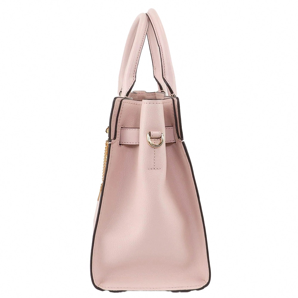 MICHAEL KORS 素面皮革鎖頭造型手提/肩背兩用包-酒紅-細節圖2