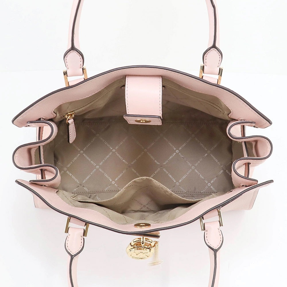 MICHAEL KORS 素面皮革鎖頭造型手提/肩背兩用包-粉紅-細節圖4