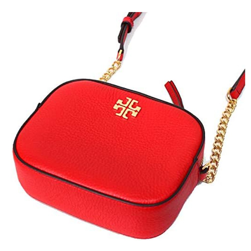 【TORY BURCH】素面皮革相機斜背包-紅色-細節圖2