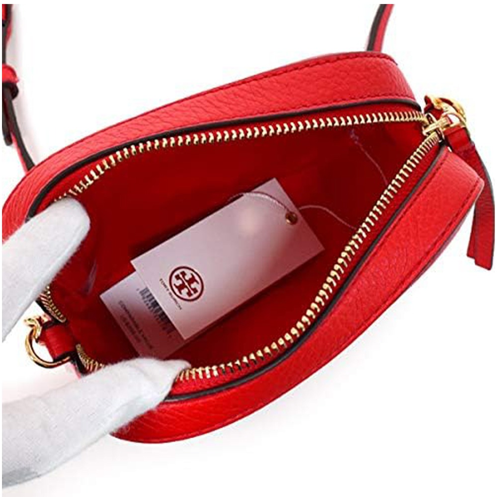 【TORY BURCH】素面皮革相機斜背包-紅色-細節圖4