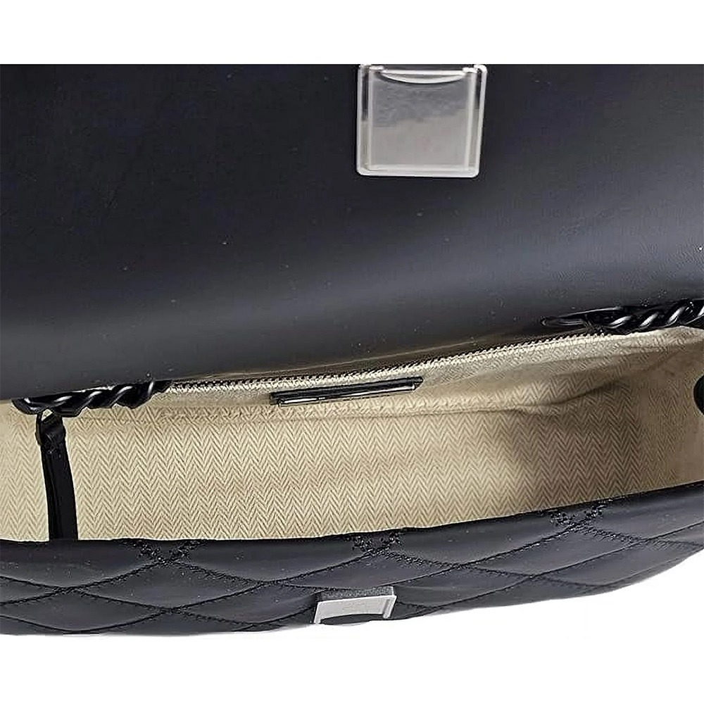 【TORY BURCH】萎格紋皮革翻蓋兩用包-霧黑-細節圖4