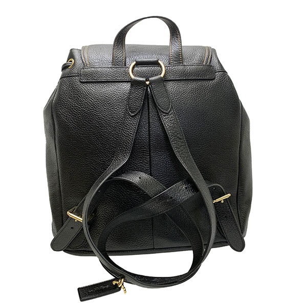 【COACH】荔枝紋皮革後背包-黑色-細節圖2