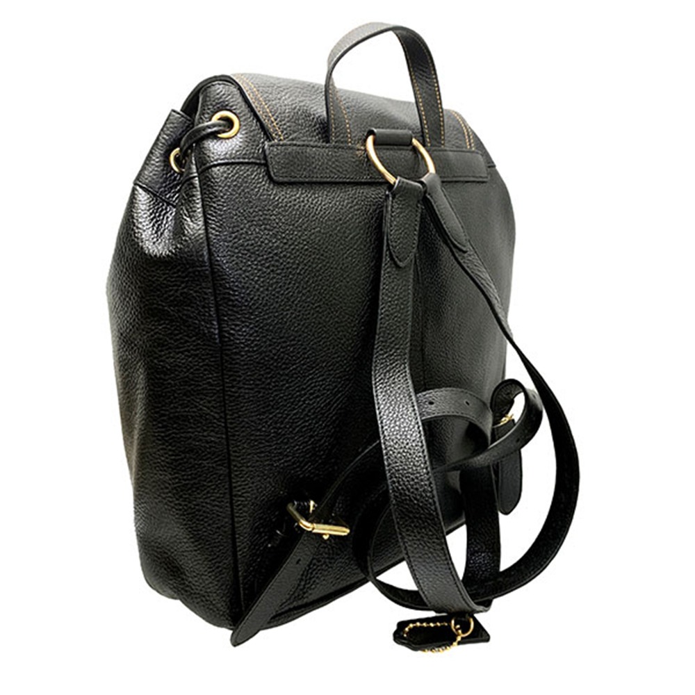 【COACH】荔枝紋皮革後背包-黑色-細節圖4