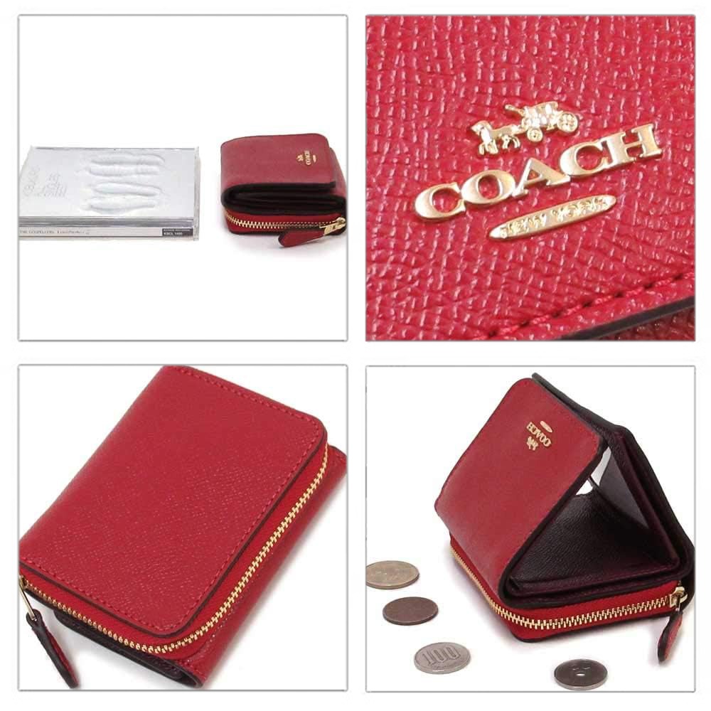 【COACH】防刮皮革三折短夾-紅色-細節圖3