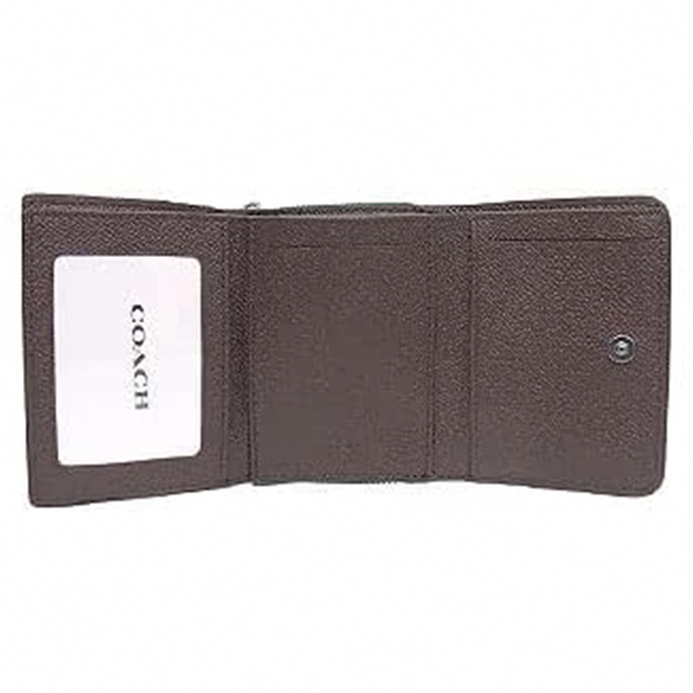 【COACH】防刮皮革三折短夾-森林綠-細節圖4