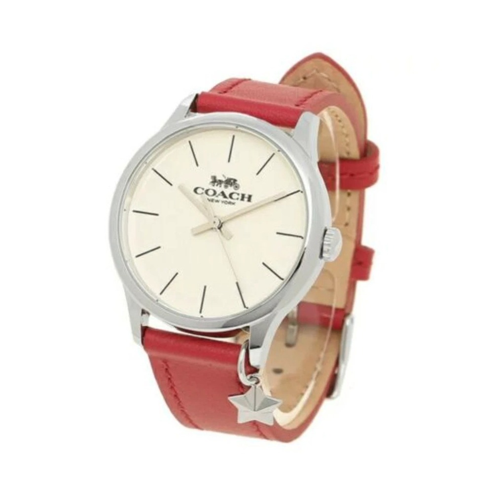 【COACH】皮革綴飾腕錶-紅色-細節圖2