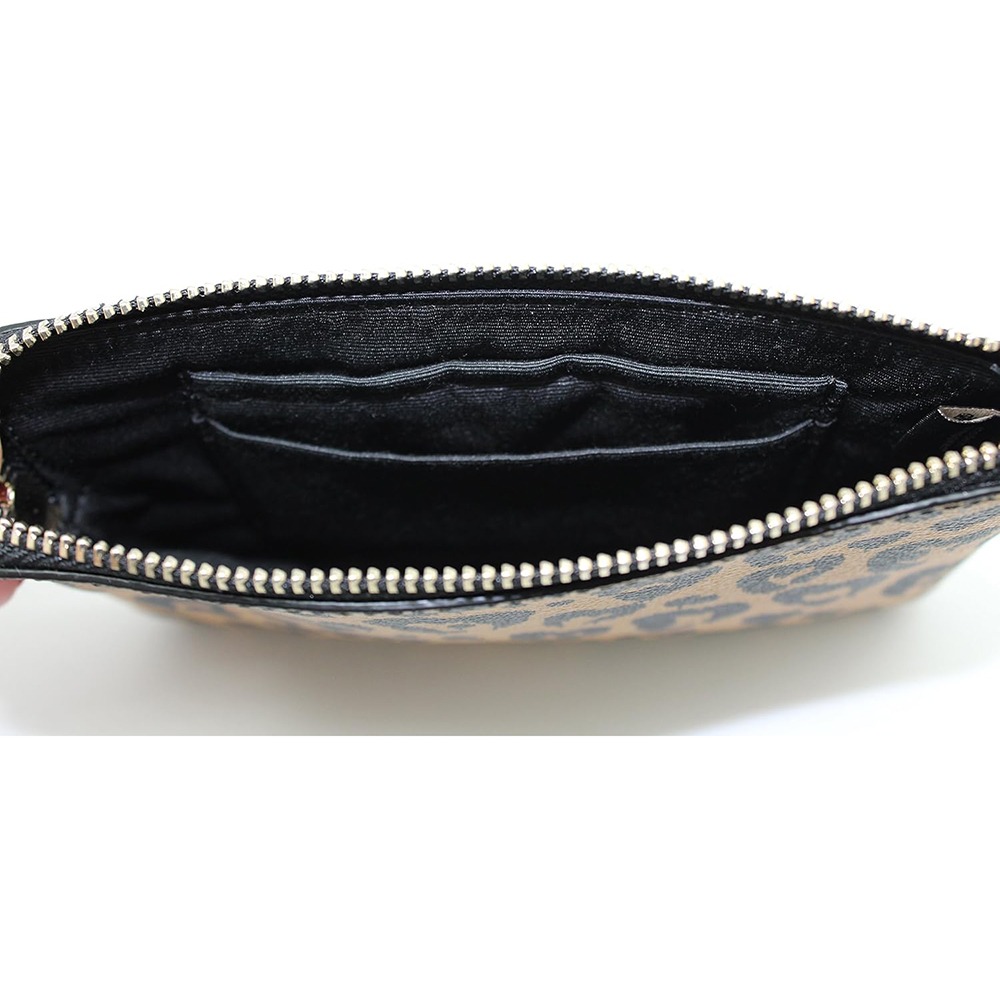 【COACH】印花皮革L型拉鍊手拿包-愛心豹紋-細節圖3