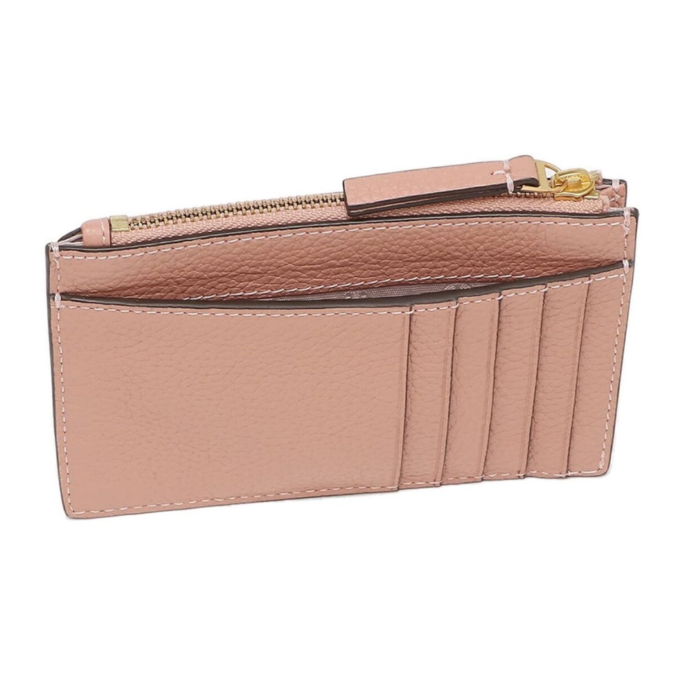 【TORY BURCH】簍空雙T LOGO卡夾零錢包-粉紅色-細節圖2