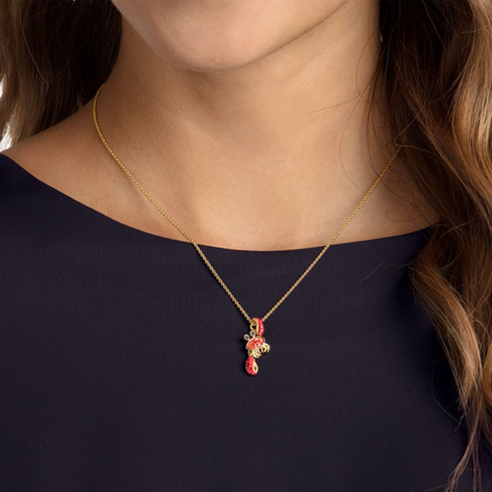 【SWAROVSKI】俏皮螃蟹鑲鑽墜鍊-金-細節圖2