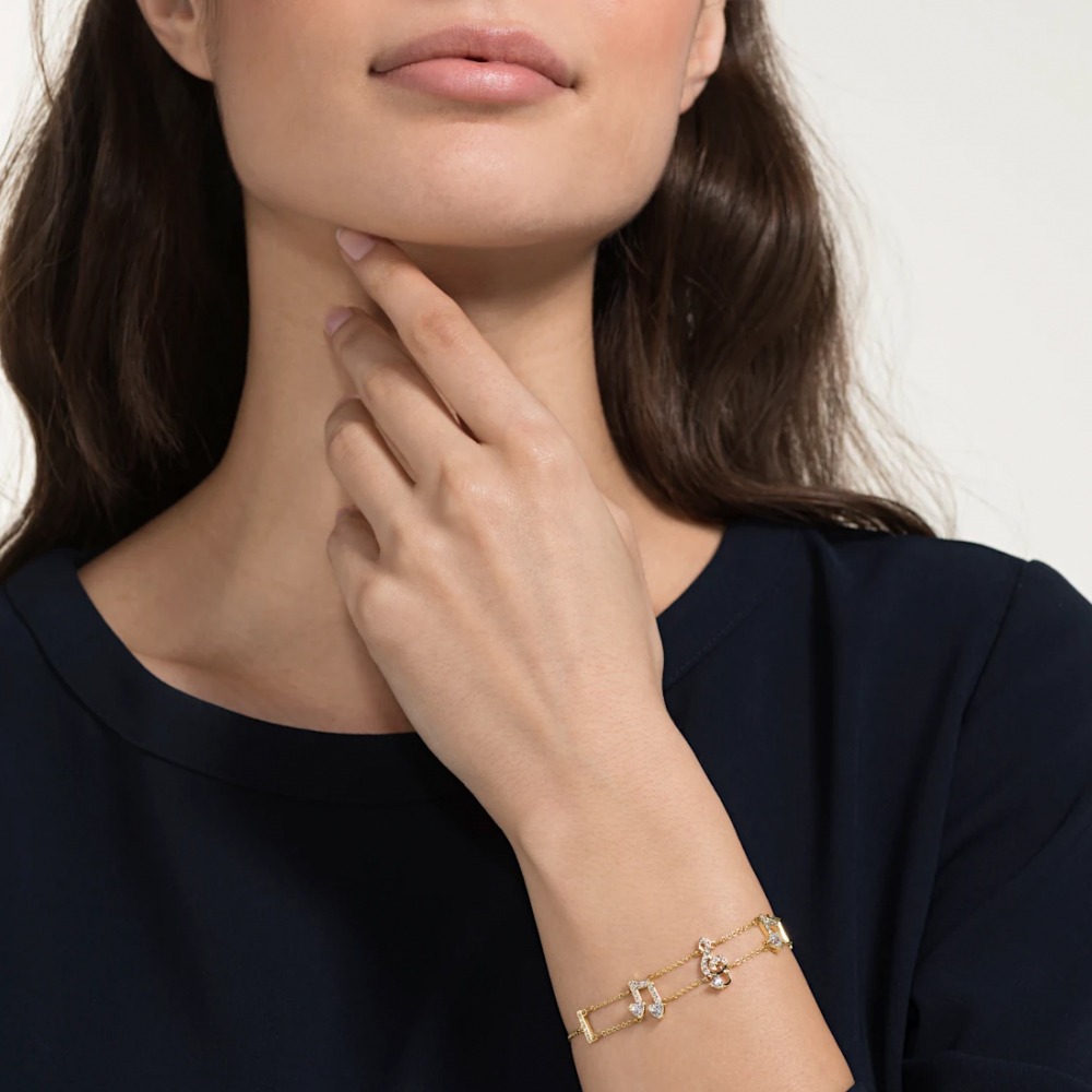 【SWAROVSKI】音符鑲鑽手環-金-細節圖2