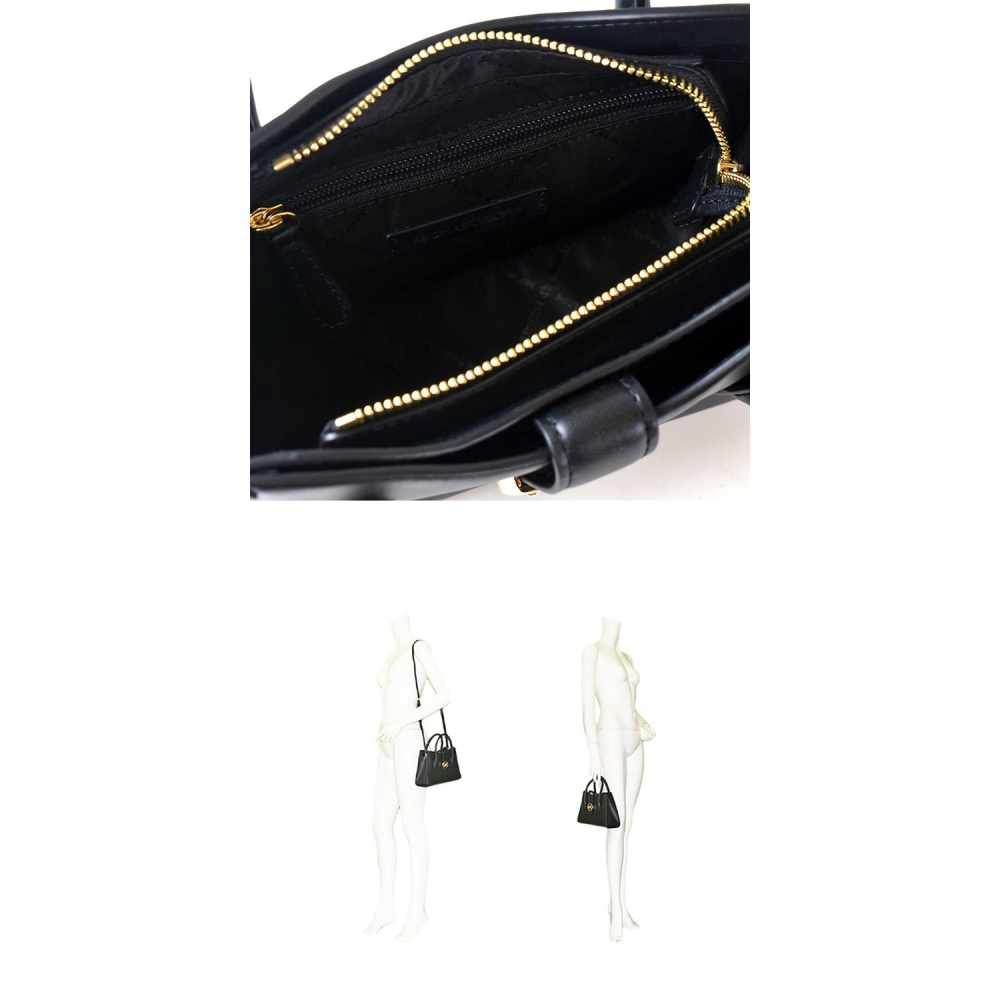 【MICHAEL KORS】專櫃款GABB滑面皮革小黛妃包-黑-細節圖5