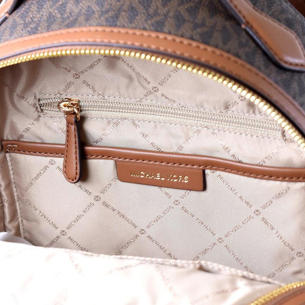 【MICHAEL KORS】經典老花牛皮背帶後背包-咖啡-細節圖2