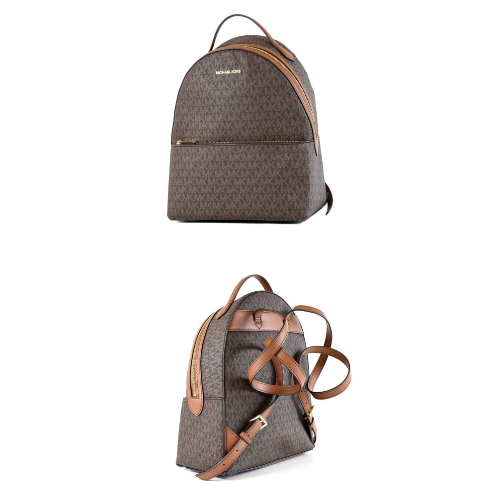 【MICHAEL KORS】經典老花牛皮背帶後背包-咖啡-細節圖3