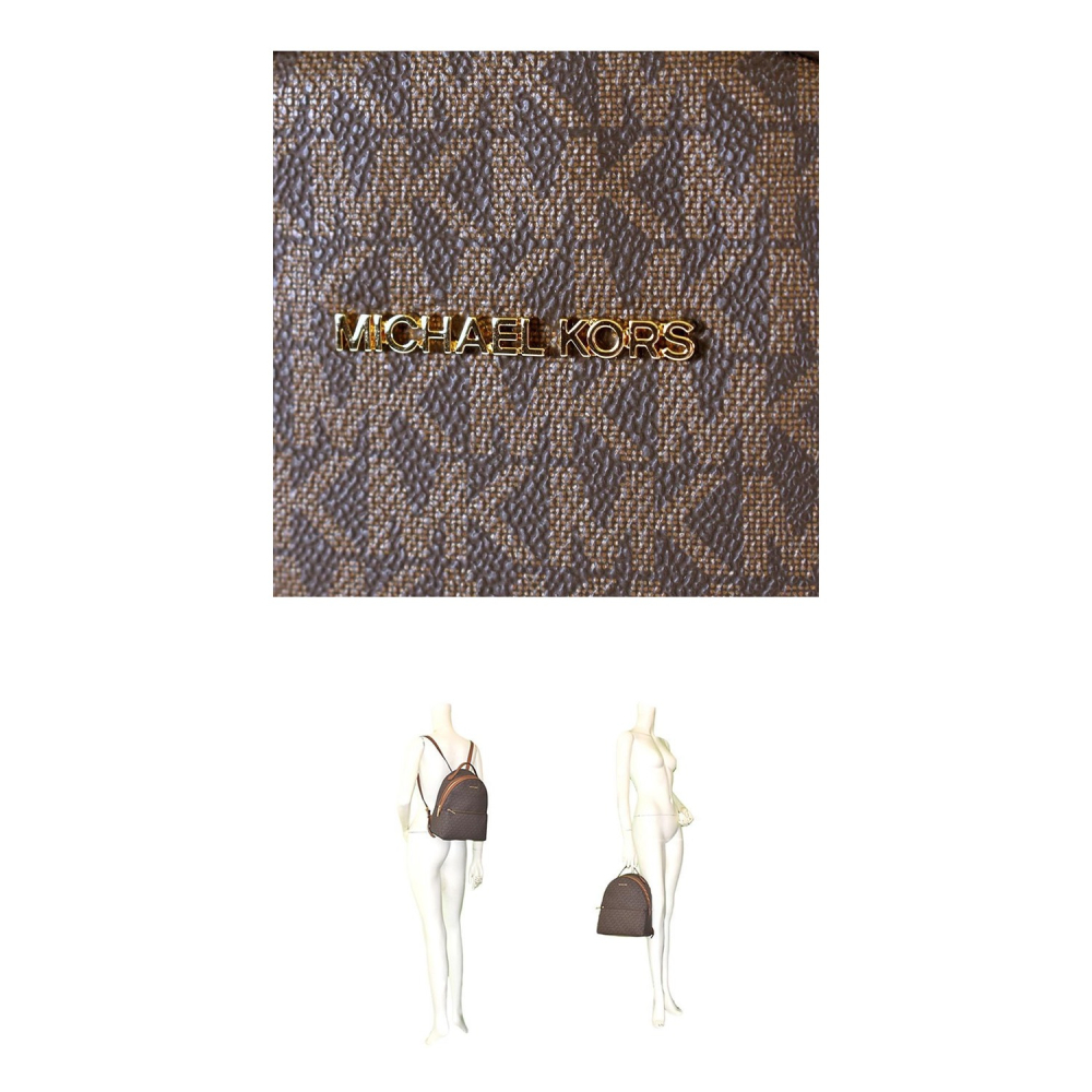 【MICHAEL KORS】經典老花牛皮背帶後背包-咖啡-細節圖5