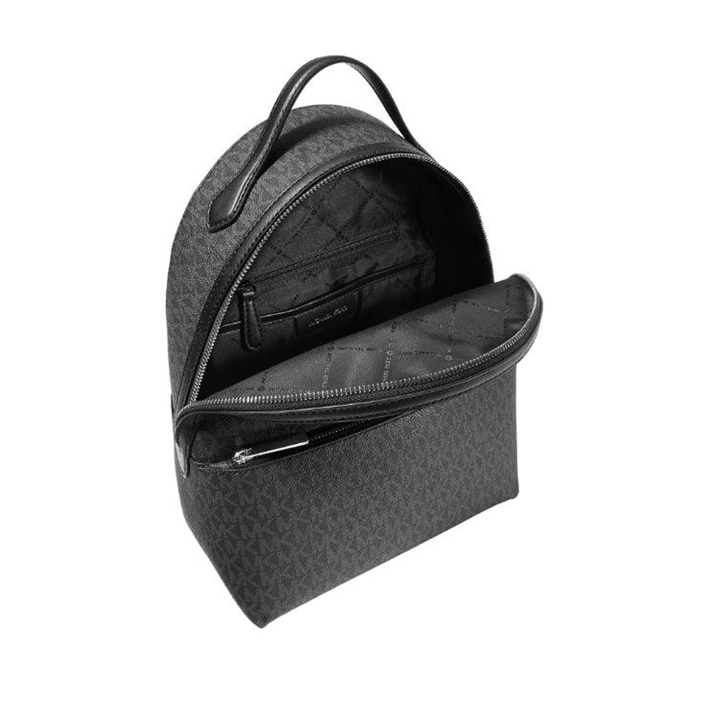 【MICHAEL KORS】經典老花牛皮背帶後背包-黑-細節圖2