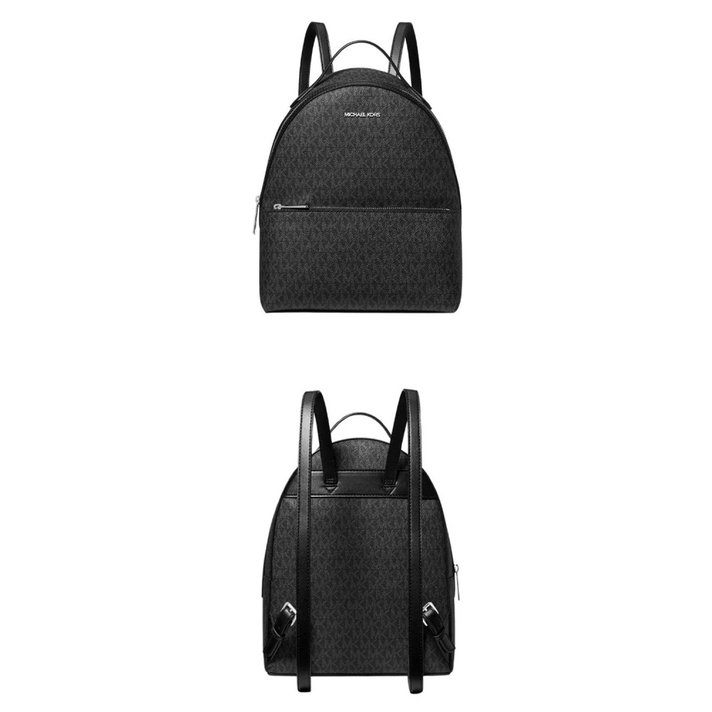 【MICHAEL KORS】經典老花牛皮背帶後背包-黑-細節圖3