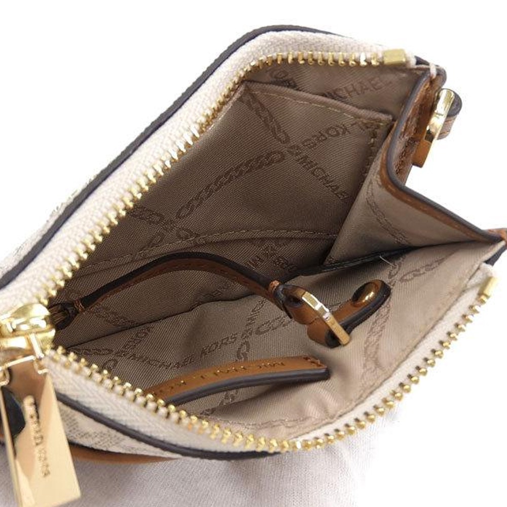【MICHAEL KORS】經典老花零錢包拉鍊手拿包-香草白-細節圖2