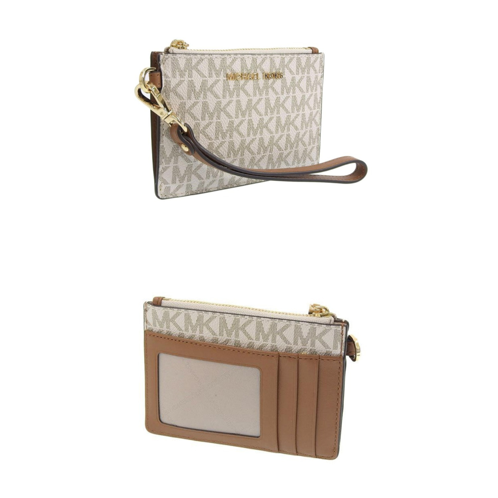 【MICHAEL KORS】經典老花零錢包拉鍊手拿包-香草白-細節圖3