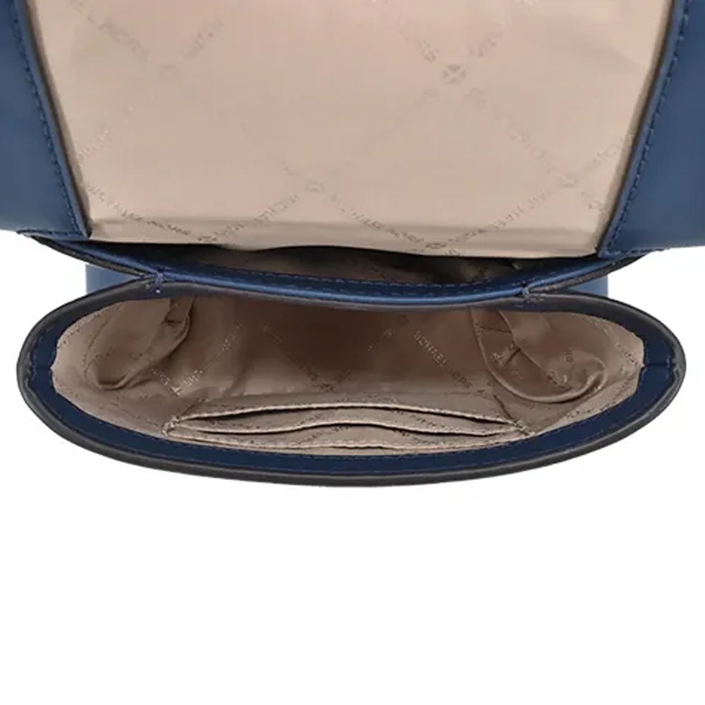 【MICHAEL KORS】皮革+鍊條翻蓋肩背包-深藍-細節圖2