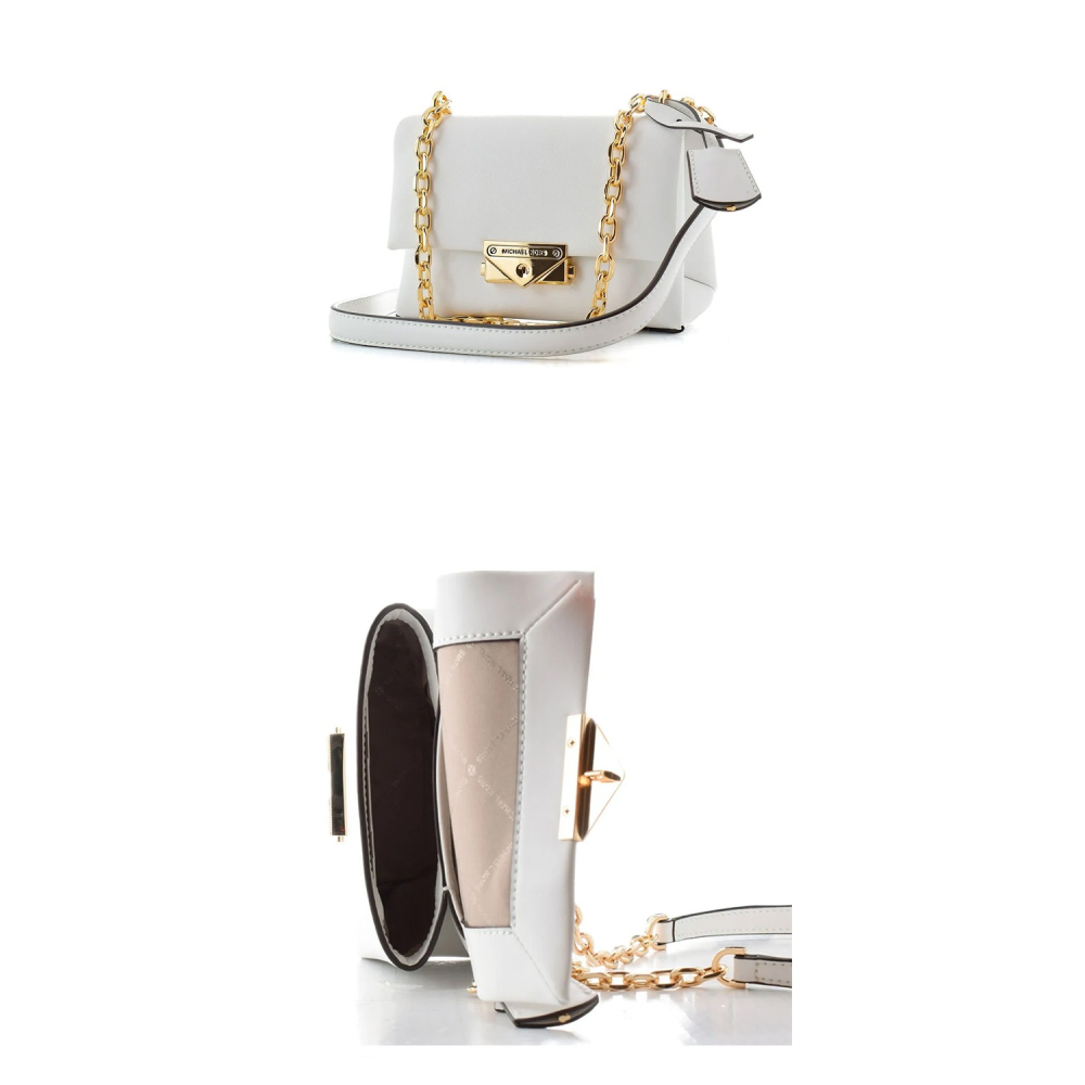 【MICHAEL KORS】皮革+鍊條翻蓋肩背包-灰-細節圖3