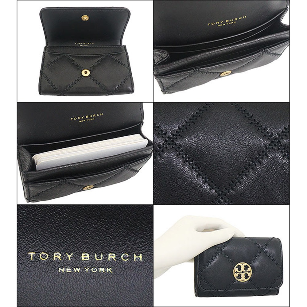 【TORY BURCH】菱格紋鑰匙卡夾包-黑色-細節圖3
