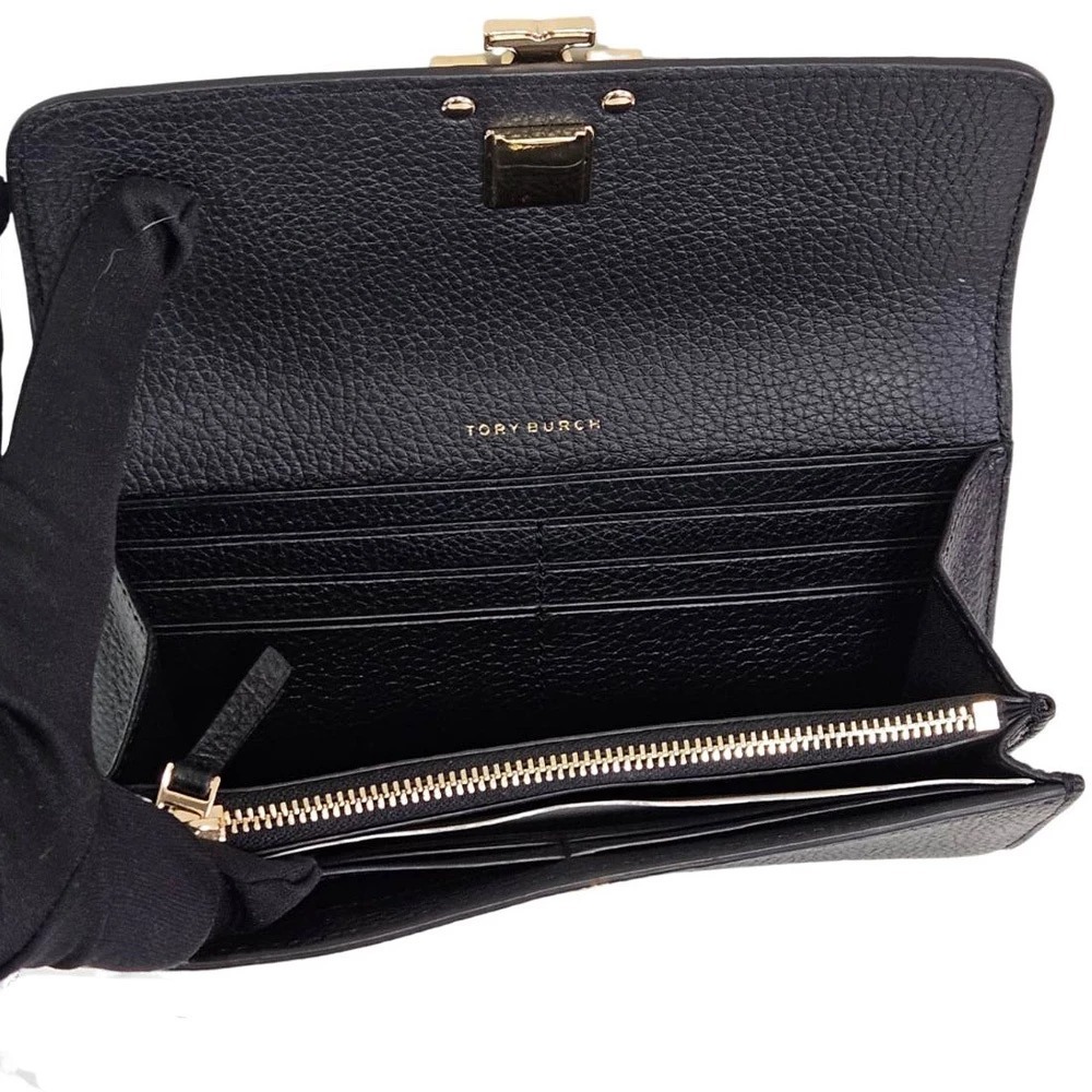 【TORY BURCH】簍空雙T-LOGO釦式長夾-黑色-細節圖4