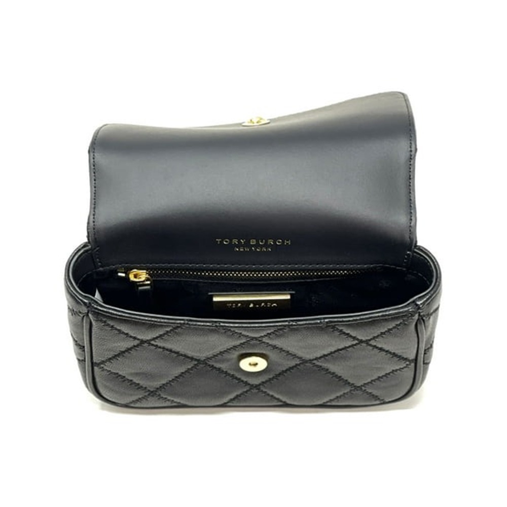 【TORY BURCH】菱格紋腰包/側背兩用鍊包-黑色-細節圖3