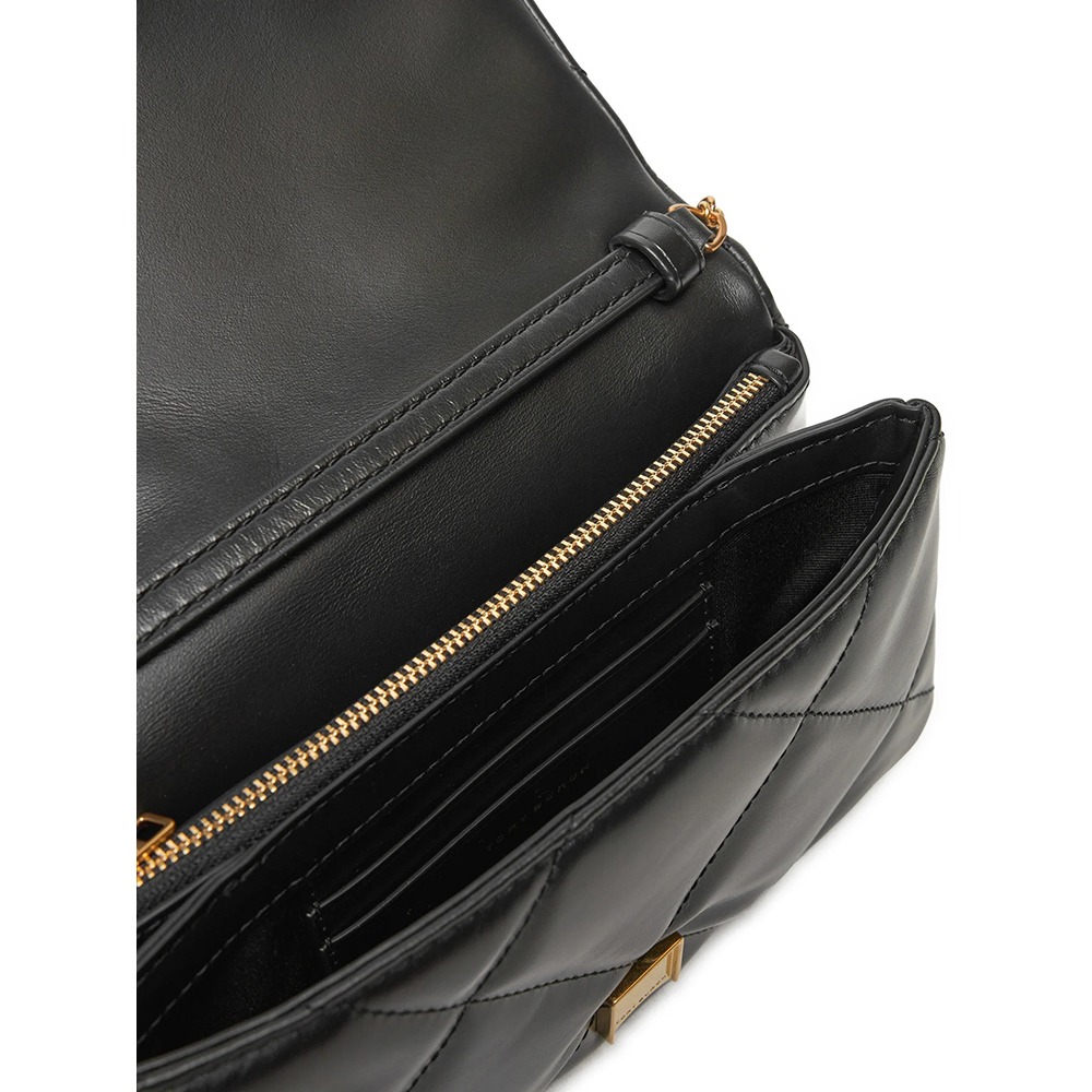 【TORY BURCH】稜格紋kira鑽石吊飾鍊包-黑色-細節圖4