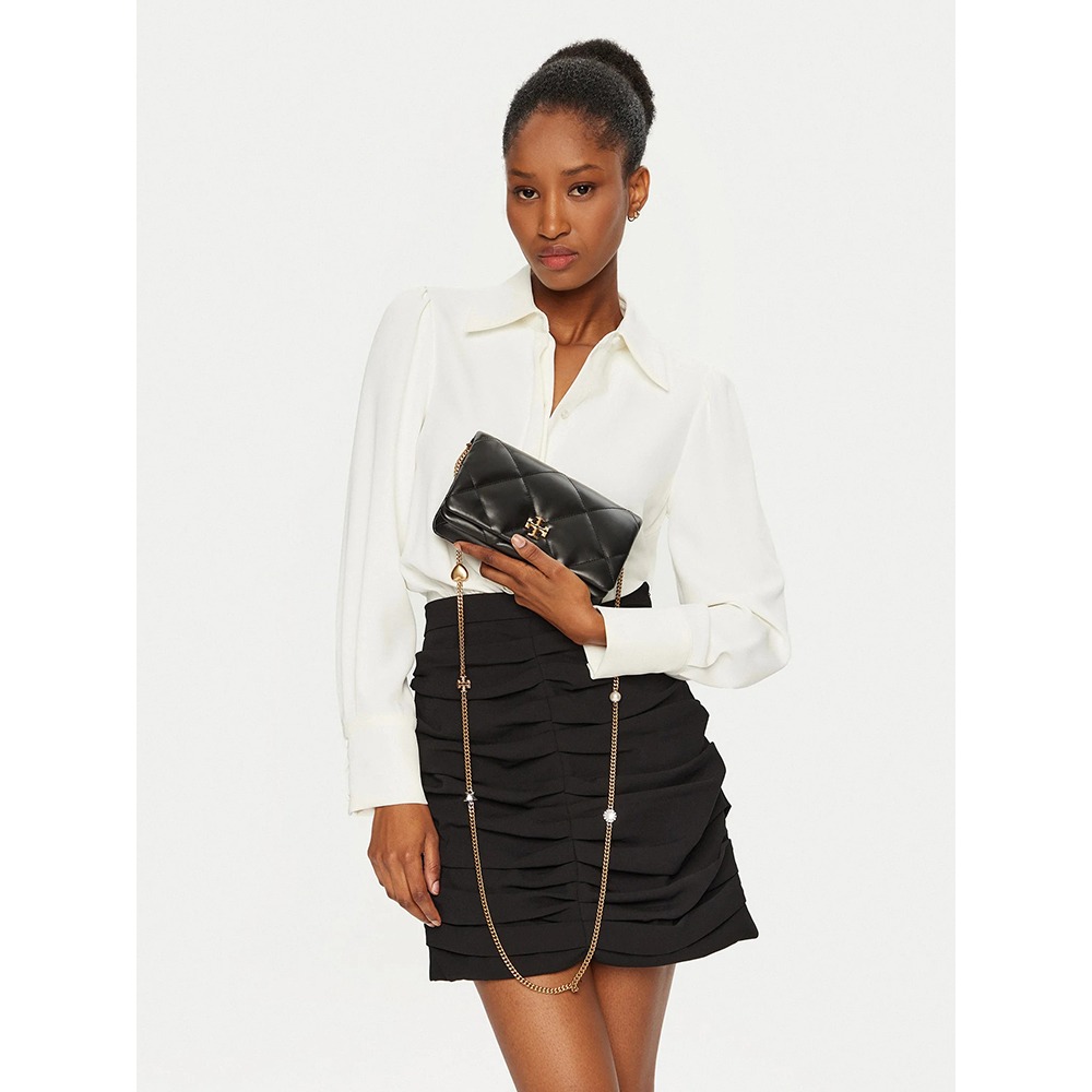 【TORY BURCH】稜格紋kira鑽石吊飾鍊包-黑色-細節圖5