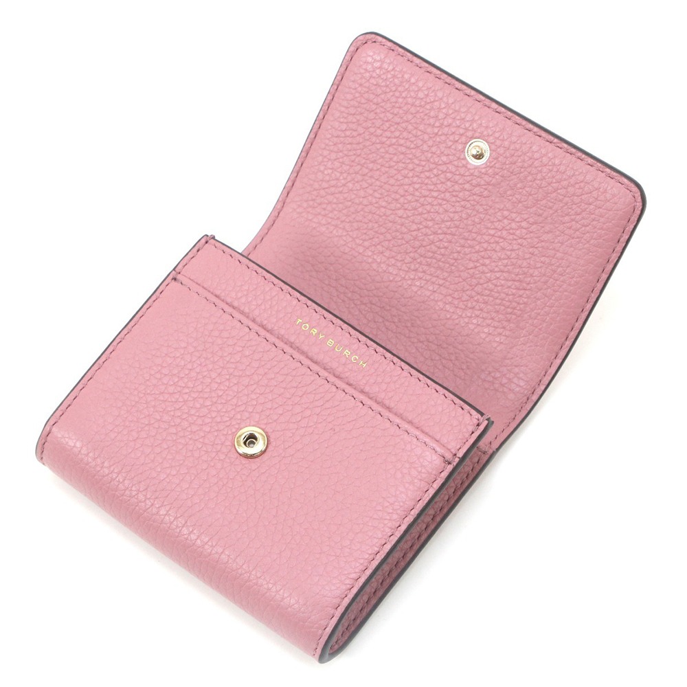 【TORY BURCH】素面皮革短夾-玫瑰粉-細節圖3