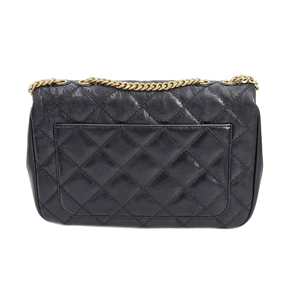 【TORY BURCH】菱格紋黑金鏈帶側背包-黑色-細節圖2