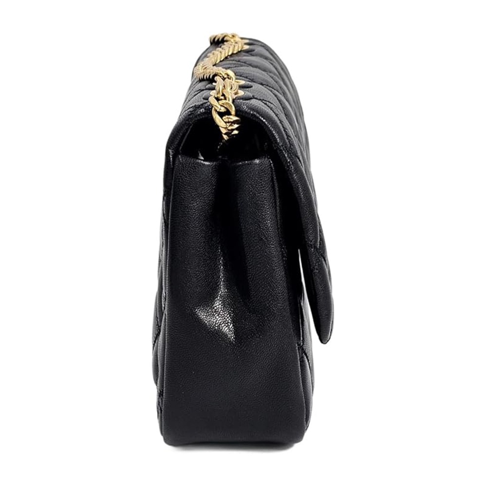 【TORY BURCH】菱格紋黑金鏈帶側背包-黑色-細節圖3