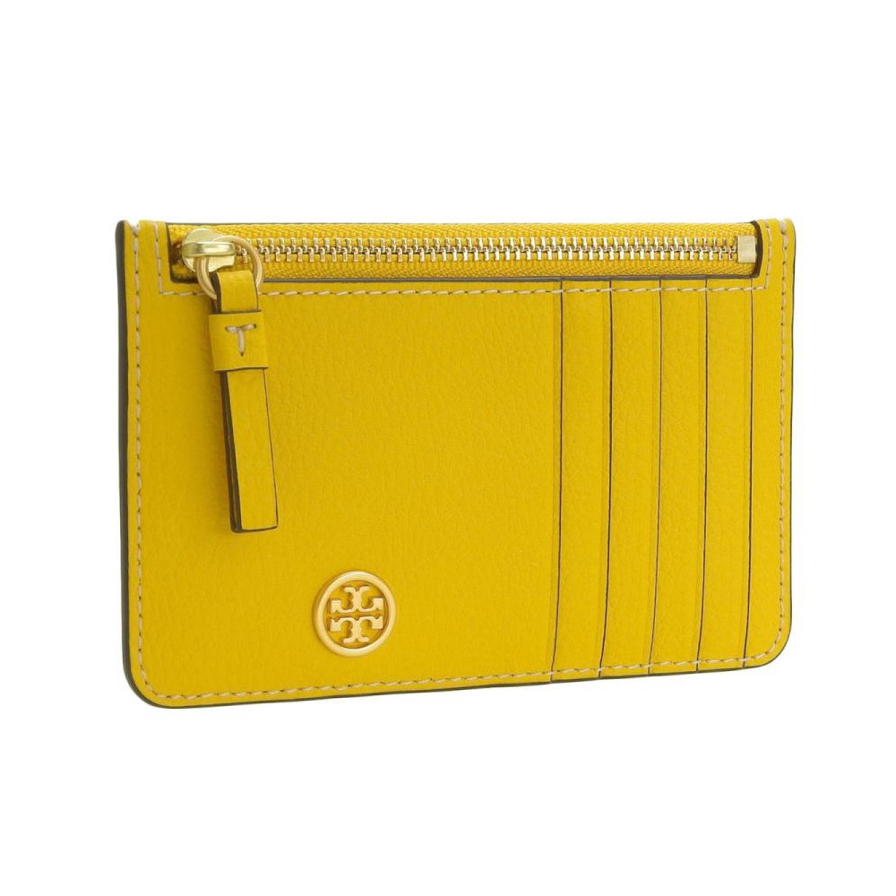 【TORY BURCH】皮革卡片零錢包-黃色-細節圖2